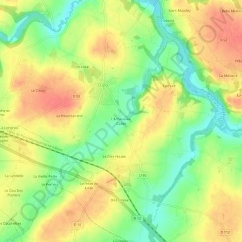Mapa topográfico L'Echaussée Cadet, altitud, relieve