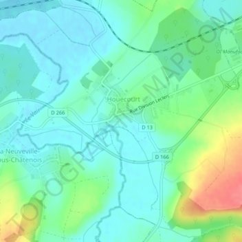 Mapa topográfico Les Vosges, altitud, relieve