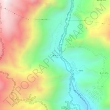 Mapa topográfico Carcas, altitud, relieve