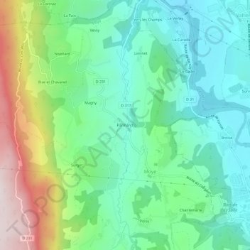 Mapa topográfico Parmand, altitud, relieve