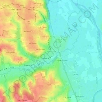 Mapa topográfico Les Golaines, altitud, relieve