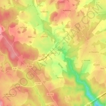 Mapa topográfico Châlons, altitud, relieve