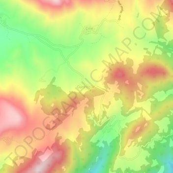 Mapa topográfico Günhoşlar, altitud, relieve