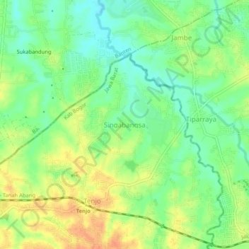 Mapa topográfico Singabangsa, altitud, relieve