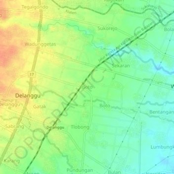 Mapa topográfico Boto, altitud, relieve