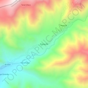Mapa topográfico Ronquillo, altitud, relieve