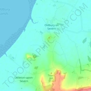 Mapa topográfico Cowhill, altitud, relieve