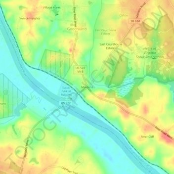 Mapa topográfico Maidens, altitud, relieve