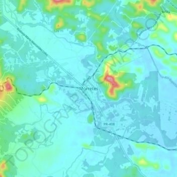 Mapa topográfico Morretes, altitud, relieve