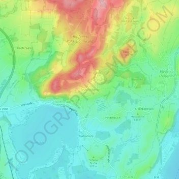 Mapa topográfico Enzensberg, altitud, relieve