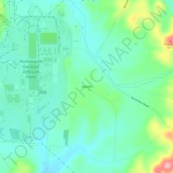 Mapa topográfico Shyville, altitud, relieve
