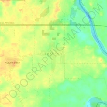 Mapa topográfico Las Muñecas, altitud, relieve