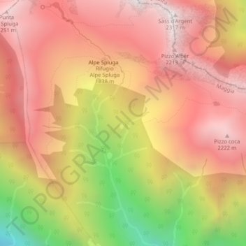 Mapa topográfico Cortone, altitud, relieve