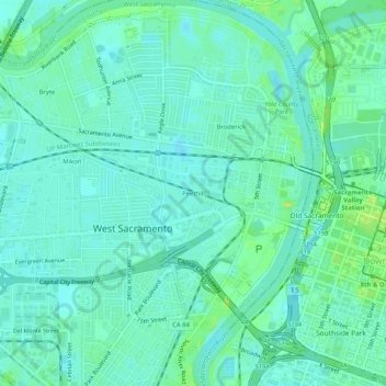 Mapa topográfico Peethill, altitud, relieve