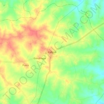 Mapa topográfico Indpur, altitud, relieve