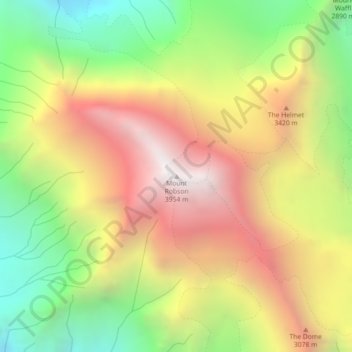 Mapa topográfico Mount Robson, altitud, relieve