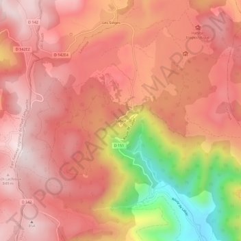 Mapa topográfico Labeil, altitud, relieve