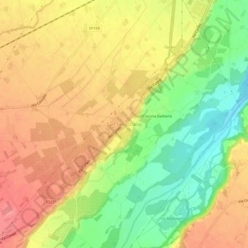 Mapa topográfico San Sebastiano, altitud, relieve