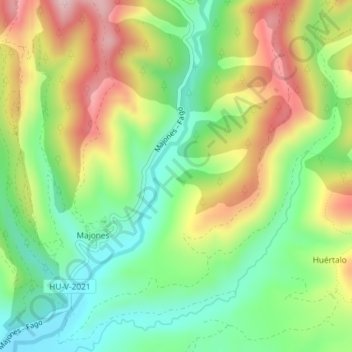 Mapa topográfico Lavelan, altitud, relieve