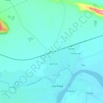 Mapa topográfico Uchri, altitud, relieve
