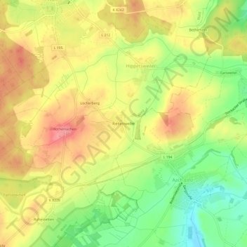 Mapa topográfico Riedetsweiler, altitud, relieve