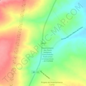 Mapa topográfico Caritá, altitud, relieve