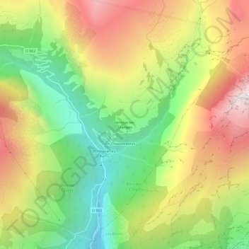 Mapa topográfico Versoye-les-Granges, altitud, relieve