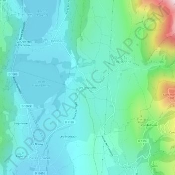 Mapa topográfico Les Troussiers, altitud, relieve