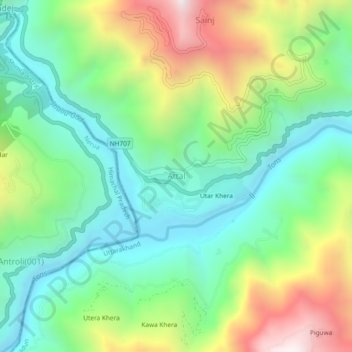 Mapa topográfico Attal, altitud, relieve
