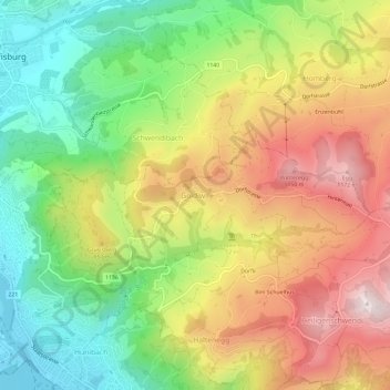 Mapa topográfico Goldiwil, altitud, relieve