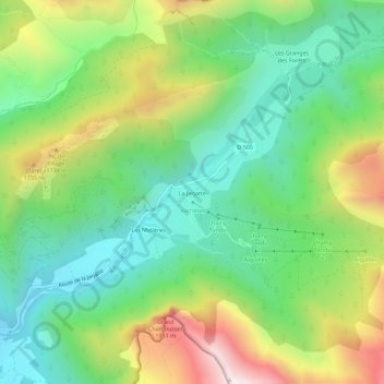 Mapa topográfico La Jarjatte, altitud, relieve