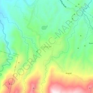 Mapa topográfico Ganatan, altitud, relieve