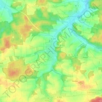 Mapa topográfico Bachern, altitud, relieve