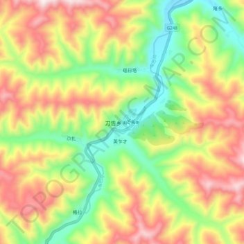 Mapa topográfico 刀告乡, altitud, relieve