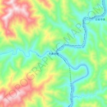 Mapa topográfico 乐素河镇, altitud, relieve