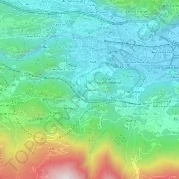 Mapa topográfico Colfacero, altitud, relieve