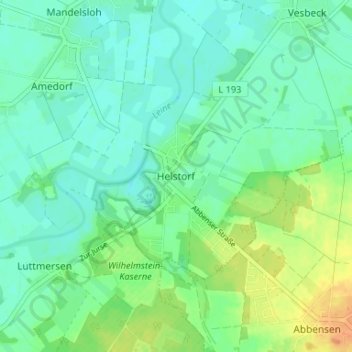 Mapa topográfico Helstorf, altitud, relieve