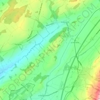 Mapa topográfico Progens, altitud, relieve