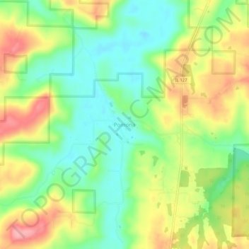Mapa topográfico Pomona, altitud, relieve
