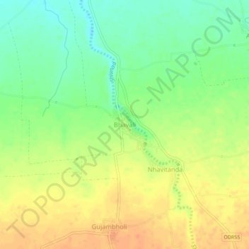 Mapa topográfico Bhavali, altitud, relieve
