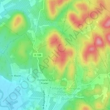 Mapa topográfico Courmelle, altitud, relieve