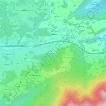 Mapa topográfico Weitwies, altitud, relieve