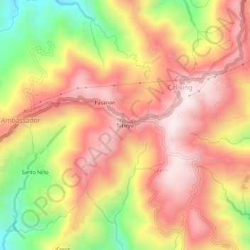 Mapa topográfico Tabeyo, altitud, relieve