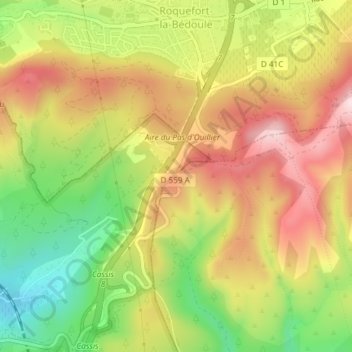 Mapa topográfico Pas d'Ouillier, altitud, relieve