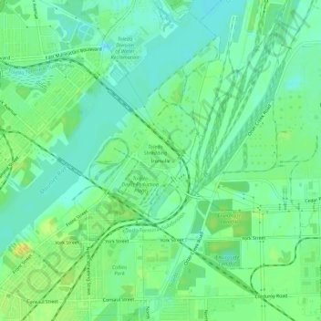 Mapa topográfico Ironville, altitud, relieve