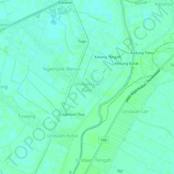 Mapa topográfico Undaan Lor Satu, altitud, relieve