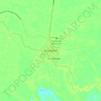 Mapa topográfico Arismendi, altitud, relieve