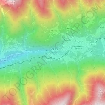 Mapa topográfico Gagnone, altitud, relieve