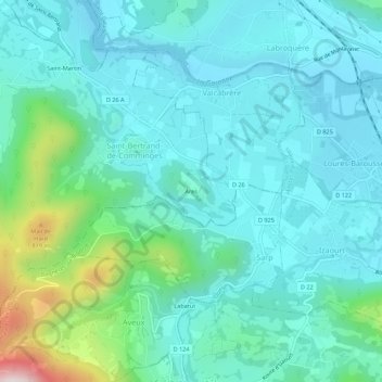 Mapa topográfico Ares, altitud, relieve