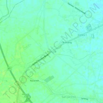 Mapa topográfico Maluid, altitud, relieve